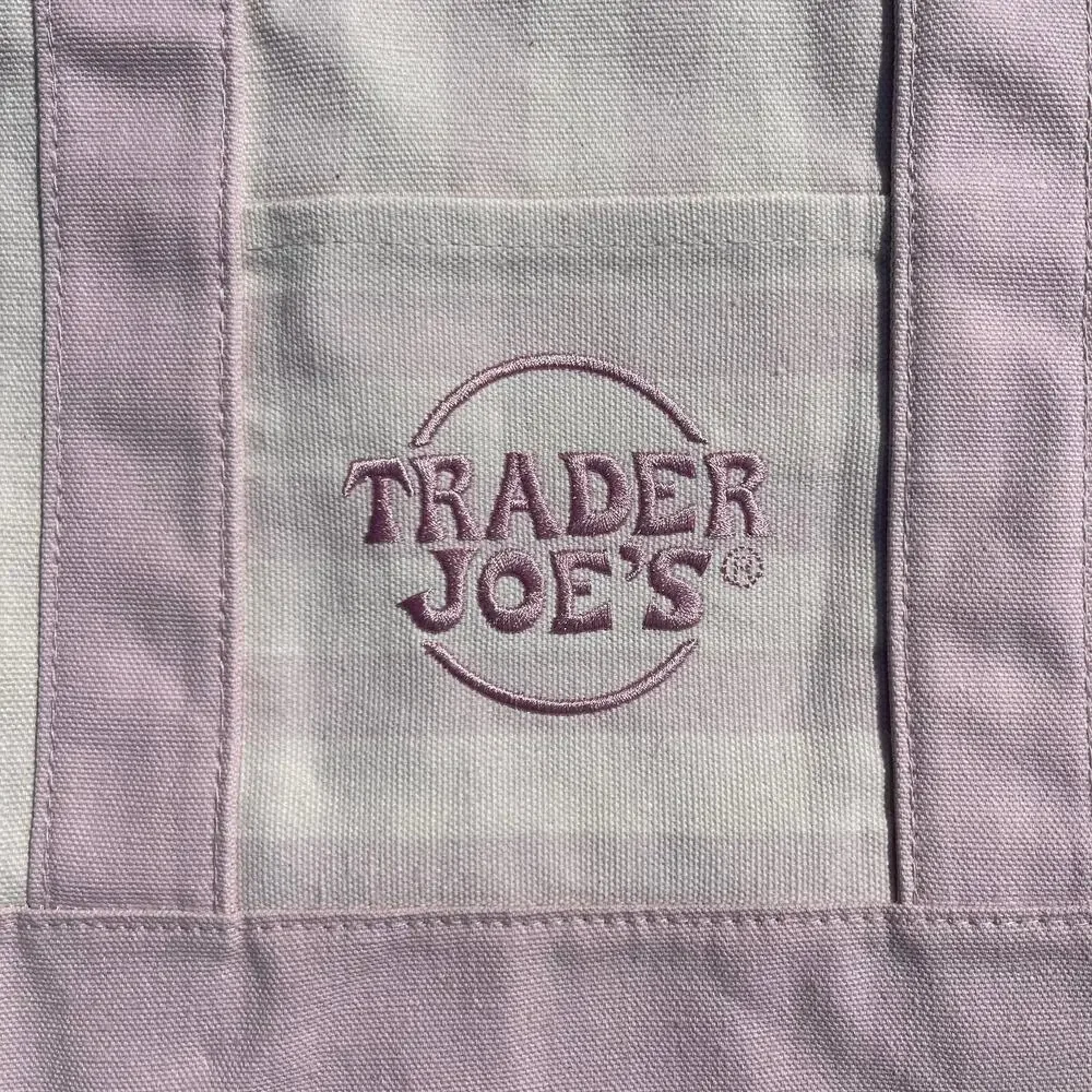 Set of 3 Trader Joe’s Canvas Tote Bag Large Size NAVY BLUE + Mini PASTEL STRIPES